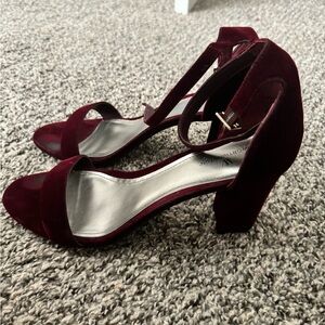 Burgundy velvet heels size 12